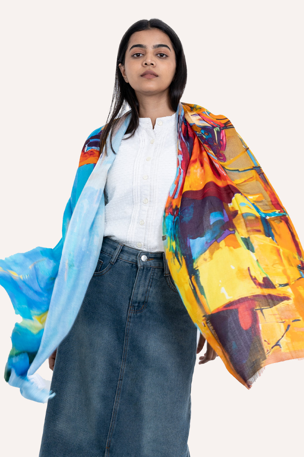 Luxury Coastal Hues Modal Cashmere Scarf